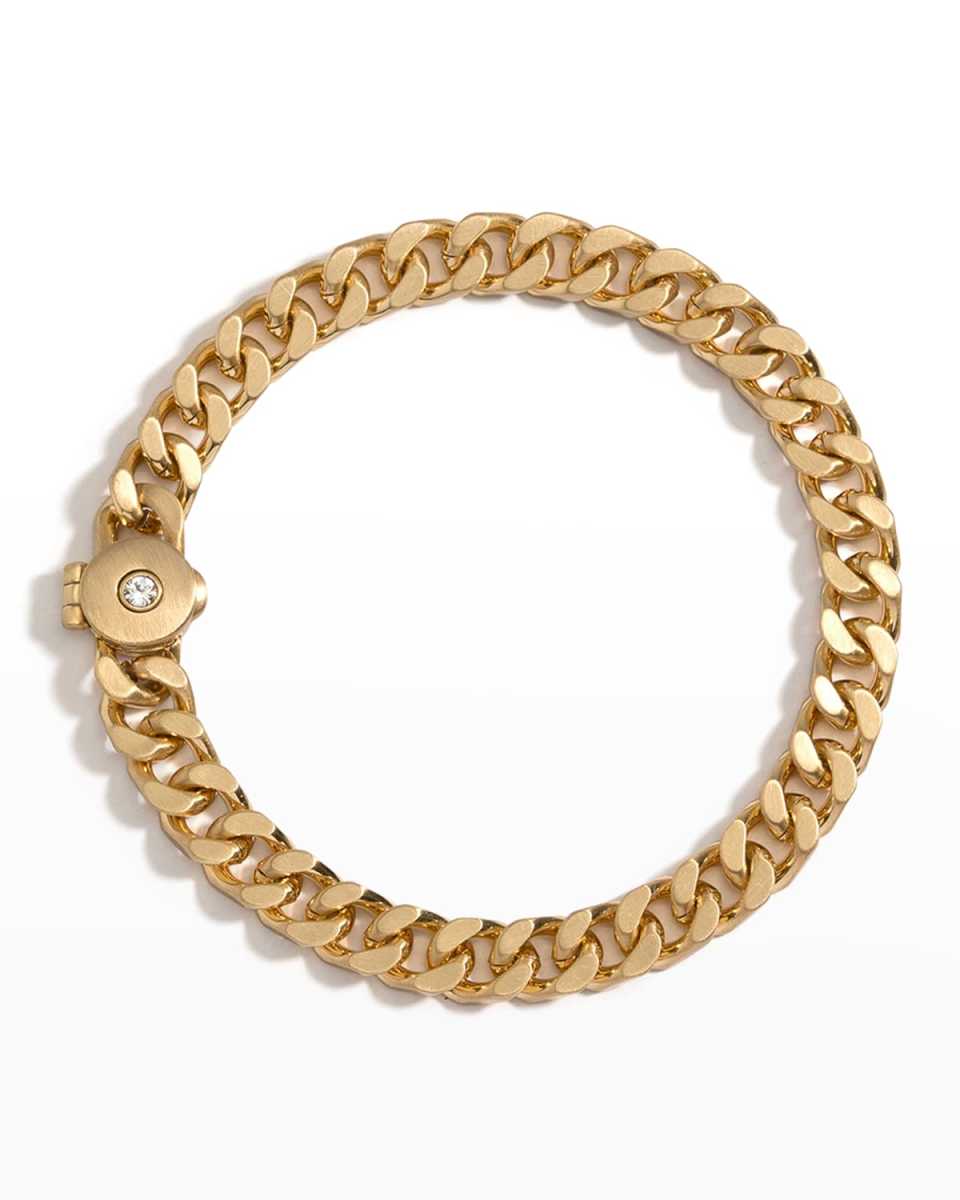 Curb Chain Bracelet with Crystal Locket, Gold